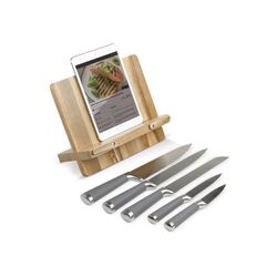 Support livre de cuisine avec 5 couteaux