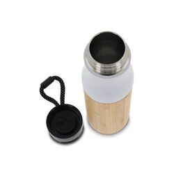 Bouteille isotherme avec dragonne et partie extérieur bambou 500ml