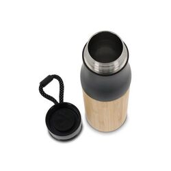 Bouteille isotherme avec dragonne et partie extérieur bambou 500ml
