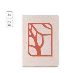 ORGANIC SEMI-RIGID. Bloc-notes A5 avec couverture semi-rigide en matière organique d'éléphant (80%)