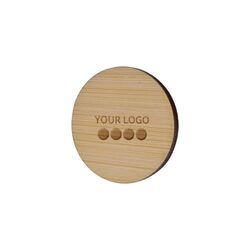 Badge Bamboo Rond Ø 40mm, Magnet, Gravure laser