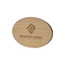 Badge Bamboo Ovale 74x50mm, Magnet, Gravure laser