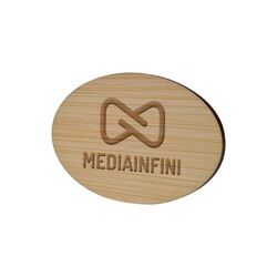 Badge Bamboo Ovale 74x50mm, Magnet, Gravure laser