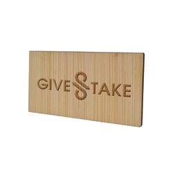 Badge Bamboo Rectangle 74x40mm, Magnet, Gravure laser