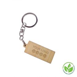 Porte-clés Bamboo Rectangle 41x18mm, Gravure Laser