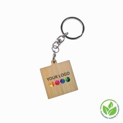 Porte-clés Bamboo Carré 30mm, Impression Quadri