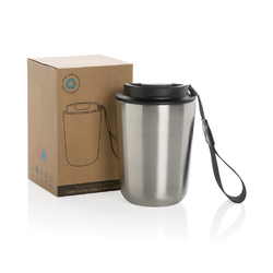 Mug iso en acier inoxydable recyclé RCS avec lanière Cuppa