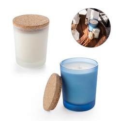 DUVAL. Bougie aromatique dans une coupe en verre avec couvercle en bois