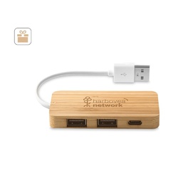 MOSER. HUB avec 2 ports USB-A et 1 USB-C en bambou