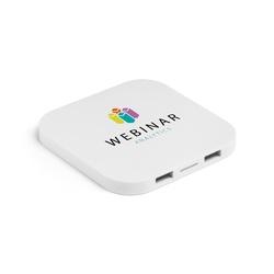 CAROLINE. Chargeur sans fil 15W superfast avec HUB 2 ports USB-A en ABS recyclé (60 % rABS)