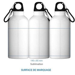 Gourde sport ALU SUBLI 400 ml - Gris Argent