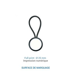 Porte-clé français rond 25 mm - Noir