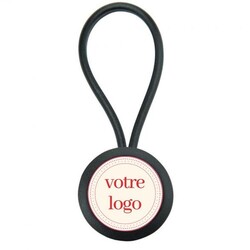 Porte-clé français rond 25 mm - Noir