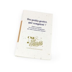 Carte voeux papier graines et crayon bois