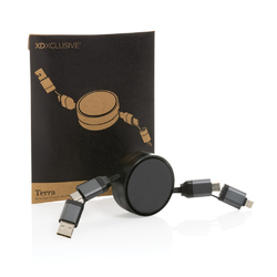 Câble 45W rétractable 6 en 1 en aluminium recyclé Terra RCS