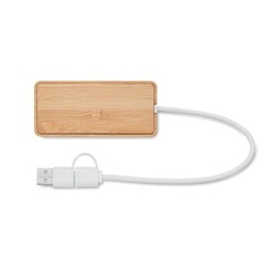 HUBBAM Hub USB 3 ports en bambou