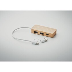 HUBBAM Hub USB 3 ports en bambou