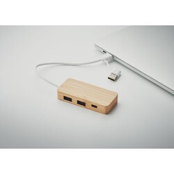 HUBBAM Hub USB 3 ports en bambou