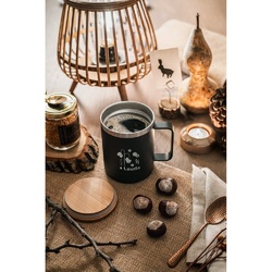 LAUDA. Mug en acier inoxydable recyclé à 90% avec couvercle en bambou 420 mL