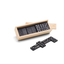 MIGUEL. Jeu de dominos dans une boîte en bois avec couvercle