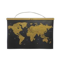 Carte à gratter 'Marco Polo' (Monde), avec système d'accroche murale