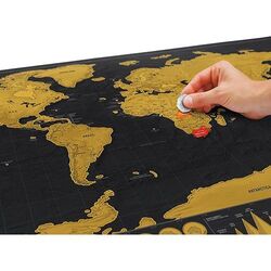 Carte à gratter 'Marco Polo' (Monde), avec système d'accroche murale