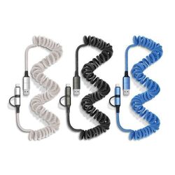 CABLE DE CHARGE RAPIDE ET TRANSFERT RETRACTABLE A RESSORT 6 EN 1