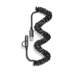 CABLE DE CHARGE RAPIDE ET TRANSFERT RETRACTABLE A RESSORT 6 EN 1