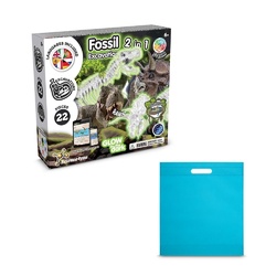 2 in 1 Fossil Excavation Kit IV. Jeu éducatif livré avec un sac cadeau en non-tissé (80 g/m²)