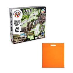 2 in 1 Fossil Excavation Kit IV. Jeu éducatif livré avec un sac cadeau en non-tissé (80 g/m²)