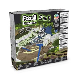 2 in 1 Fossil Excavation Kit IV. Jeu éducatif livré avec un sac cadeau en non-tissé (80 g/m²)