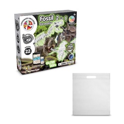 2 in 1 Fossil Excavation Kit IV. Jeu éducatif livré avec un sac cadeau en non-tissé (80 g/m²)