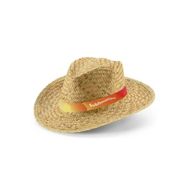 JEAN RIB. Chapeau de paille naturelle avec élastique sublimé