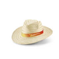 EDWARD RIB. Chapeau de paille naturelle avec élastique sublimé