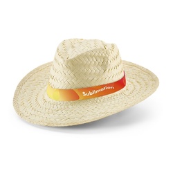 EDWARD RIB. Chapeau en paille naturelle avec ruban sublimé