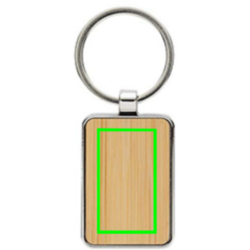 Porte-clés rectangle en alliage de zinc RCS et bambou