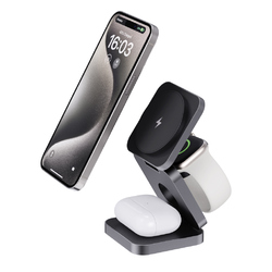 Chargeur 15W pliable 3 en 1 en aluminium recyclé RCS  Terra