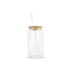 Verre avec couvercle en bambou et paille 450 ml