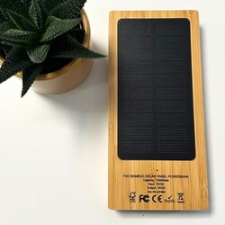 Batterie solaire bambou rétroéclairée - 10 000 mAh