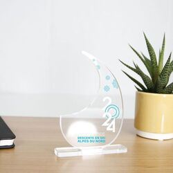 Trophée en plexiglas VIRGULE - France 3 mm