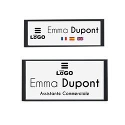 Badge nominatif magnétique - Europe 75 x 36 mm Argent Mat