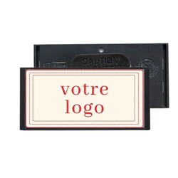 Badge nominatif magnétique - Europe 75 x 36 mm Argent Brillant