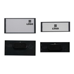 Badge nominatif magnétique - Europe 75 x 36 mm Argent Brillant