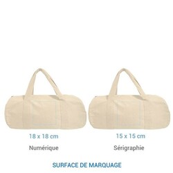Sac de sport coton 50x25 330gr Anses Ecru