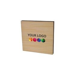 Badge Bamboo Carré 40 mm, Magnet, Impression Quadri