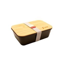 Bento 'Ikoma', noir, avec couvercle en bambou
