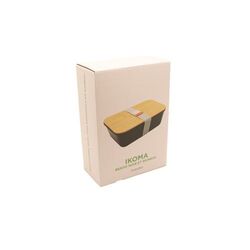 Bento 'Ikoma', noir, avec couvercle en bambou