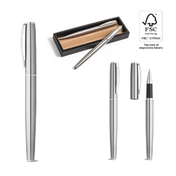 ELLA. Set de stylos à bille et rollers avec corps avec clip en acier inoxydable (53% rSS)