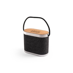GUETTA. Enceinte portable de 5 W avec chargeur sans fil ultra-rapide de 15 W et autonomie de 2 h en bambou et PET recyclé (100 % rPET)