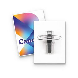 BADGE PLASTIQUE (PS) RECTANGLE 43x58 mm AVEC PINCE EPINGLE